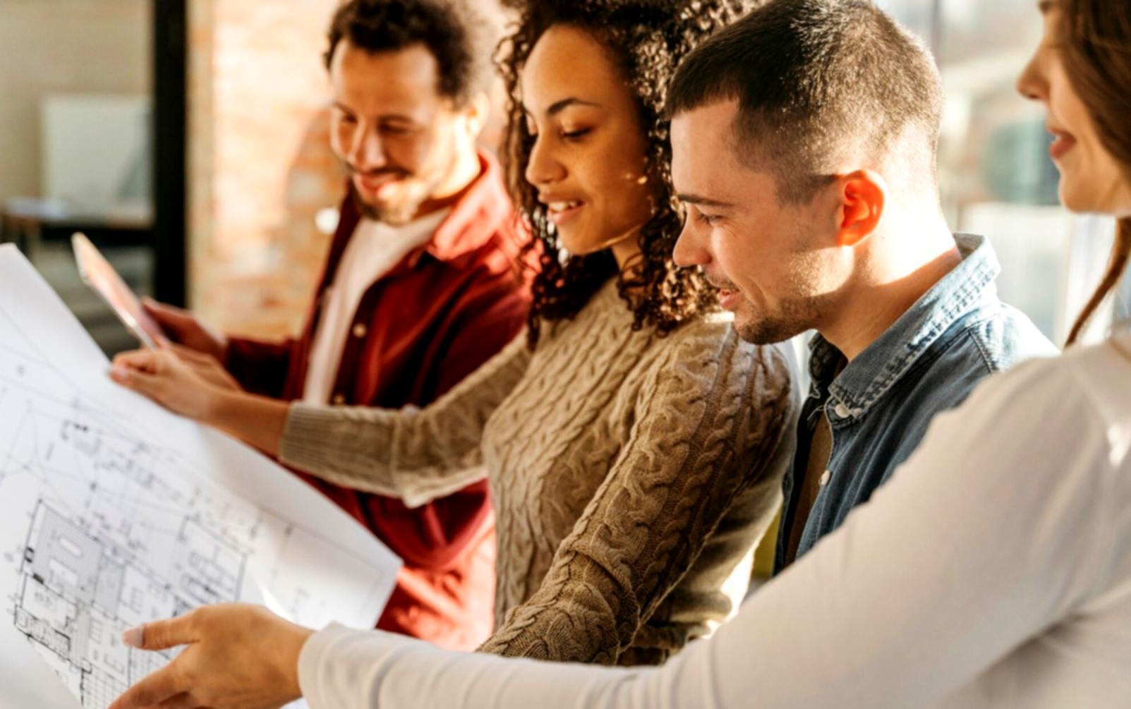 Modern financial consulting workspace with professional team ready to assist